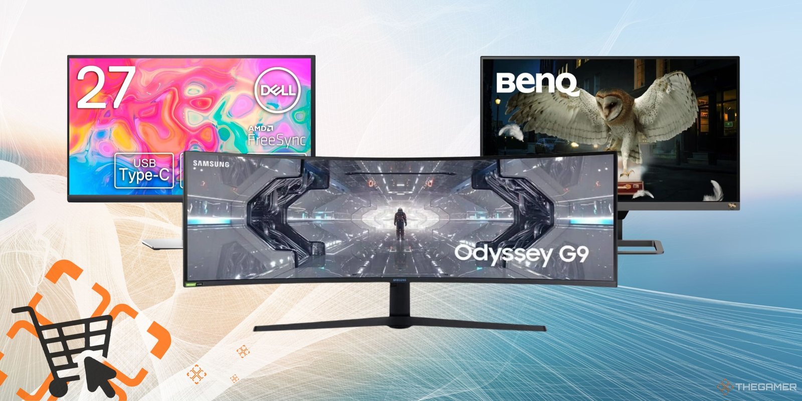 Collage image featuring three unique gaming monitors