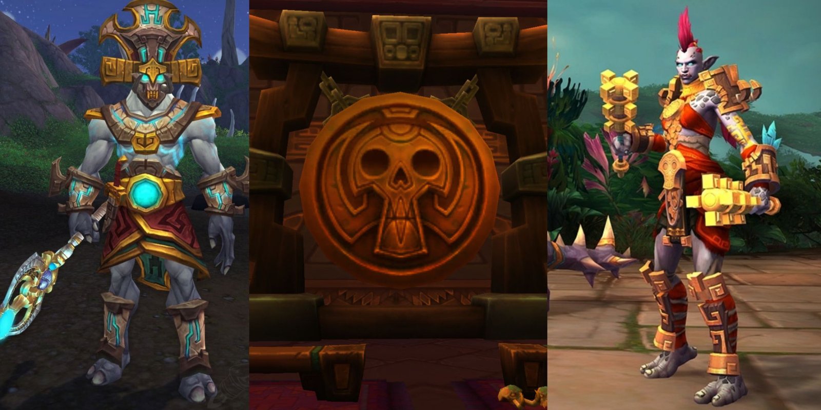 Zandalari Troll Allied Race WoW split image