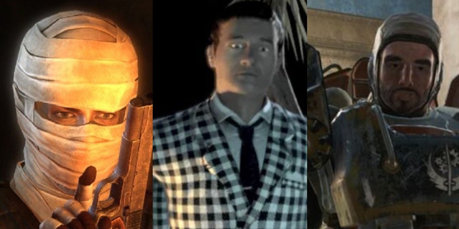 collage of joshua graham benny and paladin danse