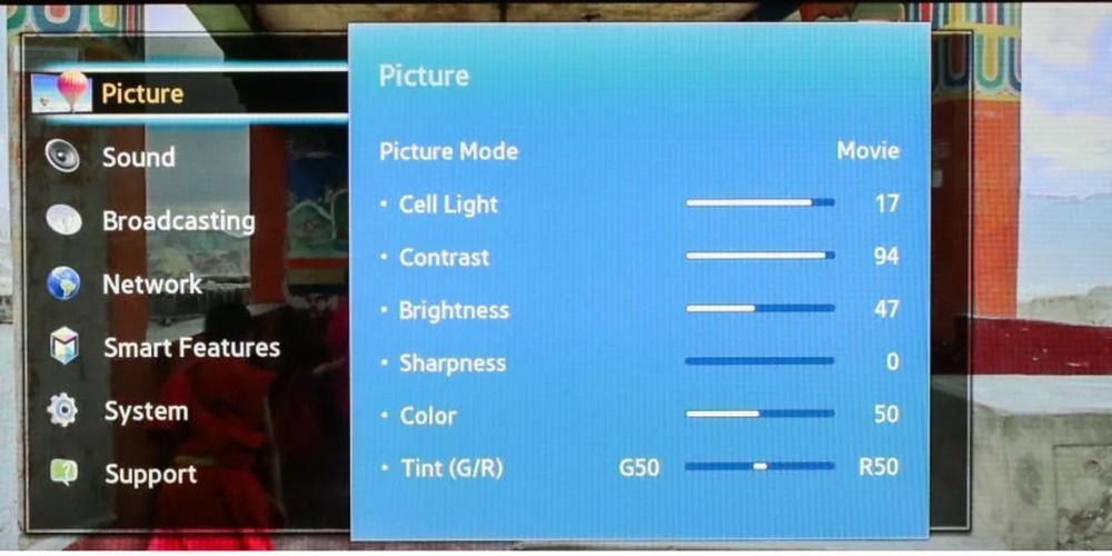 color settings submenus