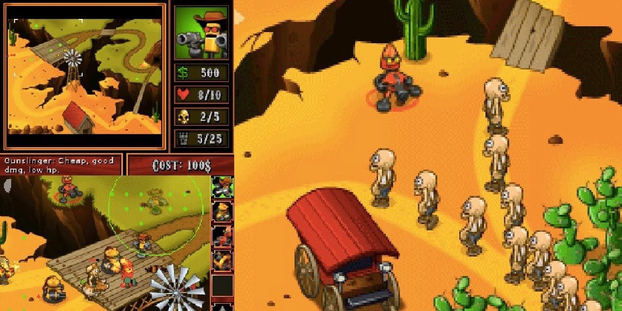 A screenshot showing gameplay from SteamWorld Tower Defense