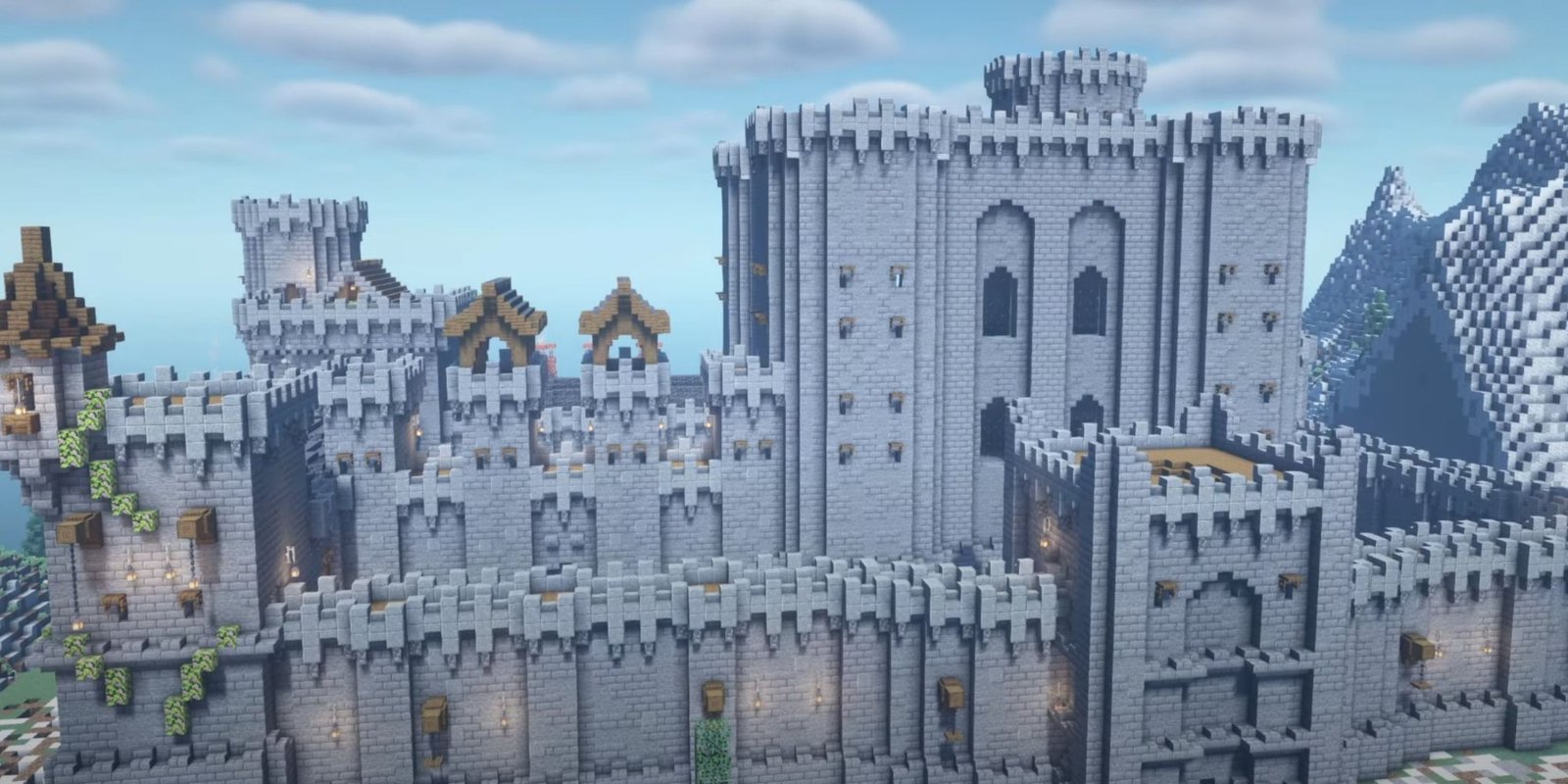 An Minecraft of a massive Stone Castle. This enormous build is inspired by massive real world castles, and is made almost entirely out of stone. 