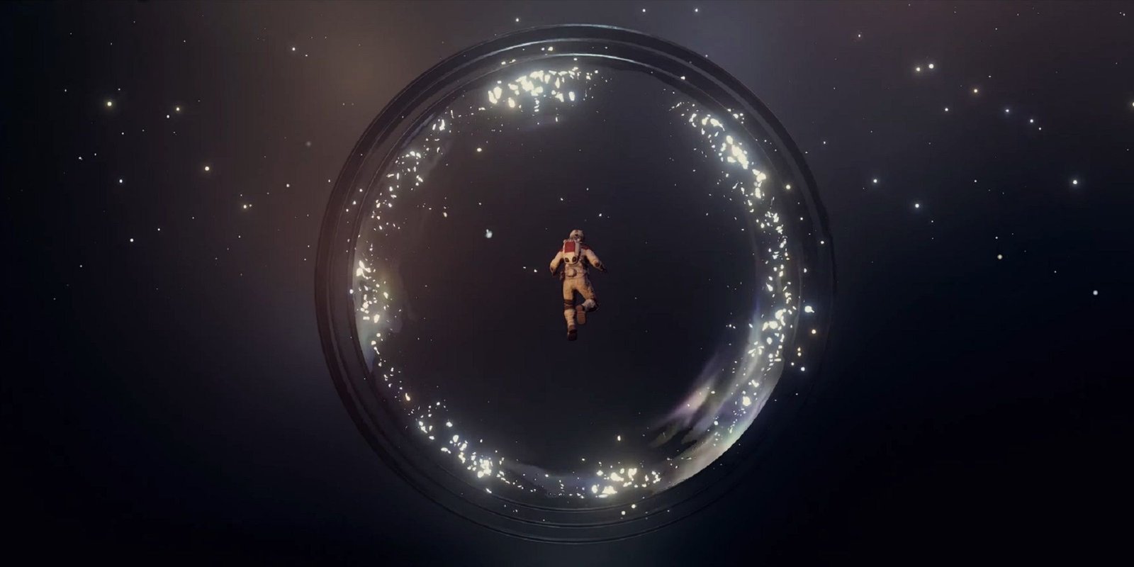 starfield astronaut in front of an anomaly