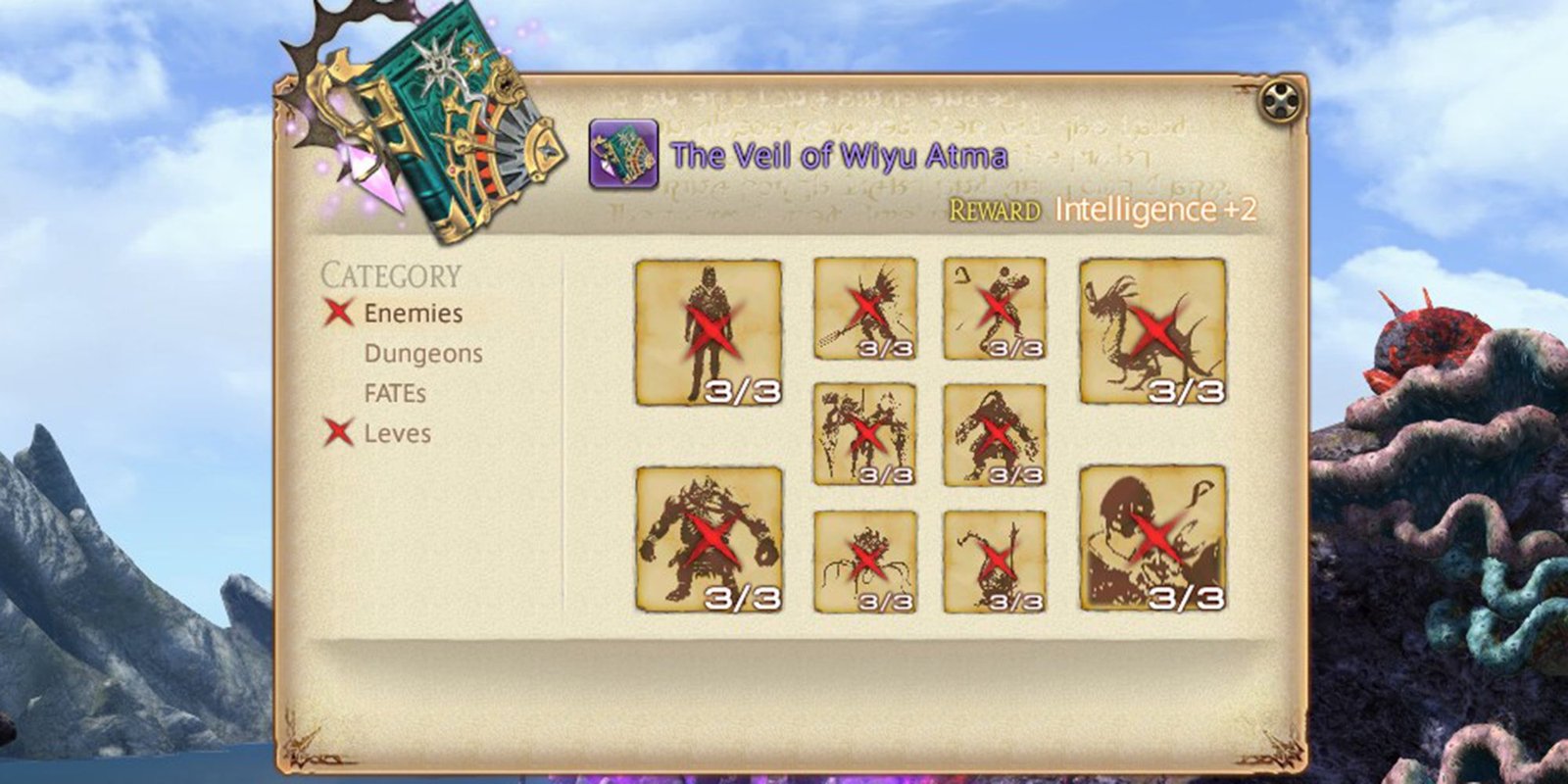 skyfire book 1 for the veil of wiyu atma in game menu screenshot in Final Fantasy 14