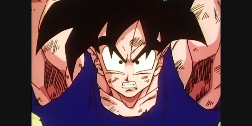 Mid-Goku Preparing To Throw The Spirit Bomb At Frieza