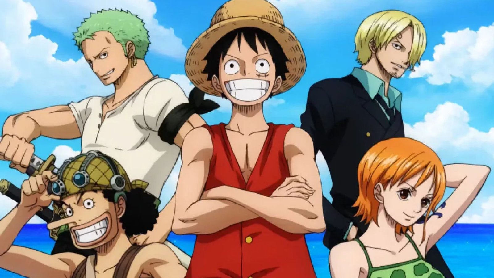 one piece main characters posing for promotional art
