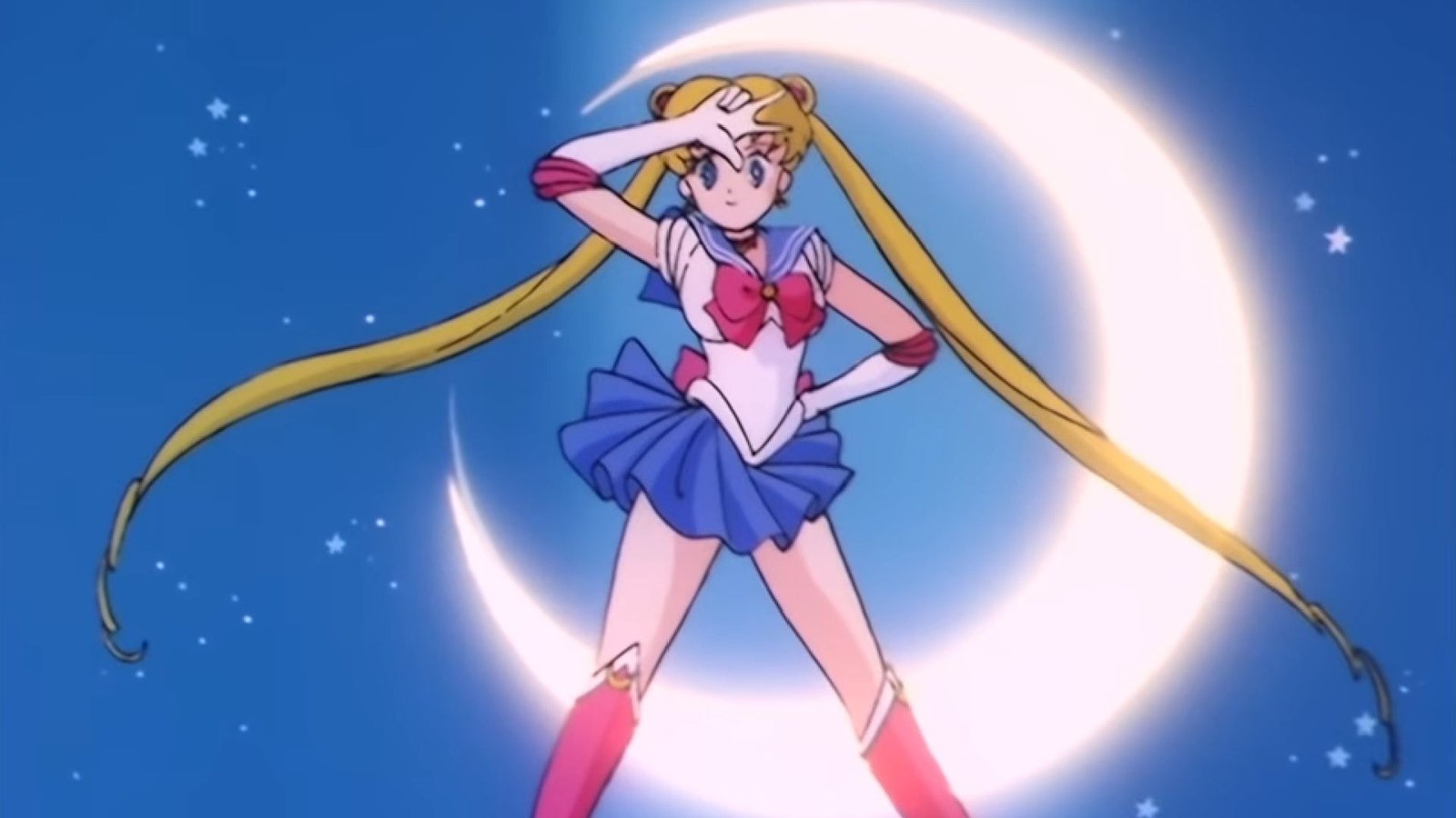 sailor moon anime showing usagi in sailor scout uniform in front of moon