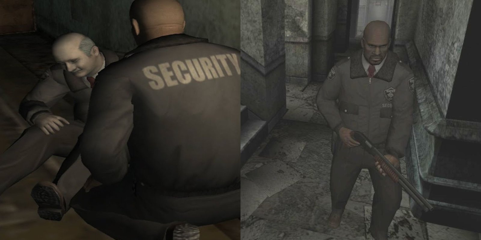 Mark Wilkins tending to his friend Bob (left), wielding a shotgun (right)
