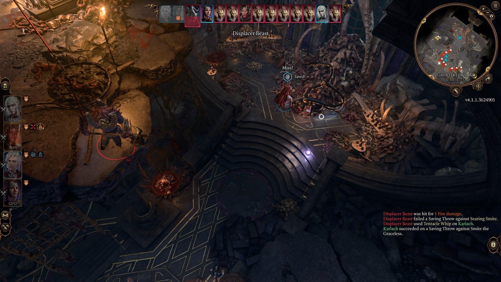 Karlach Fights A Displacer Beast During Yulgir Fight