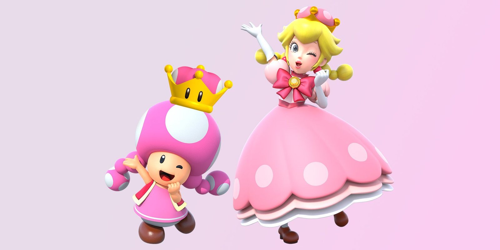 Toadette and Peachette striking a pose
