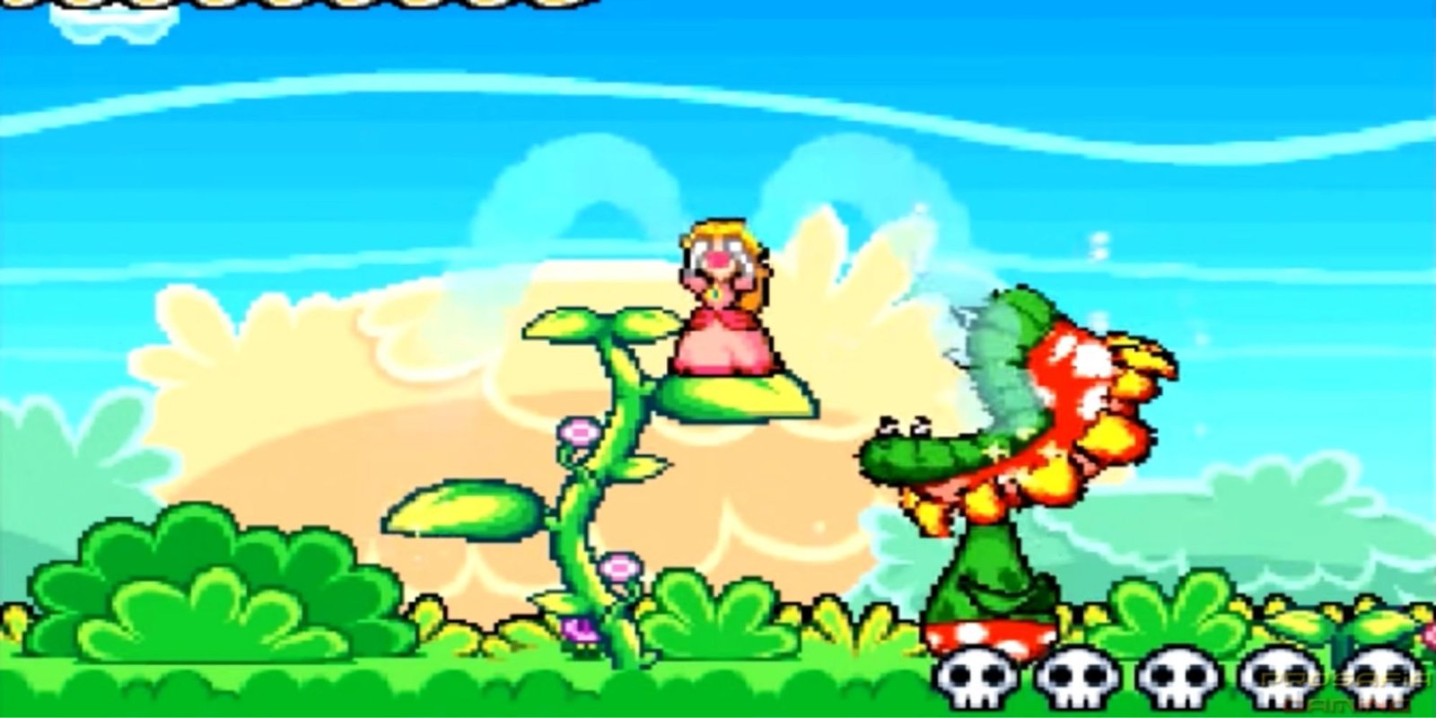 Princess Peach cries on Petey Piranha 