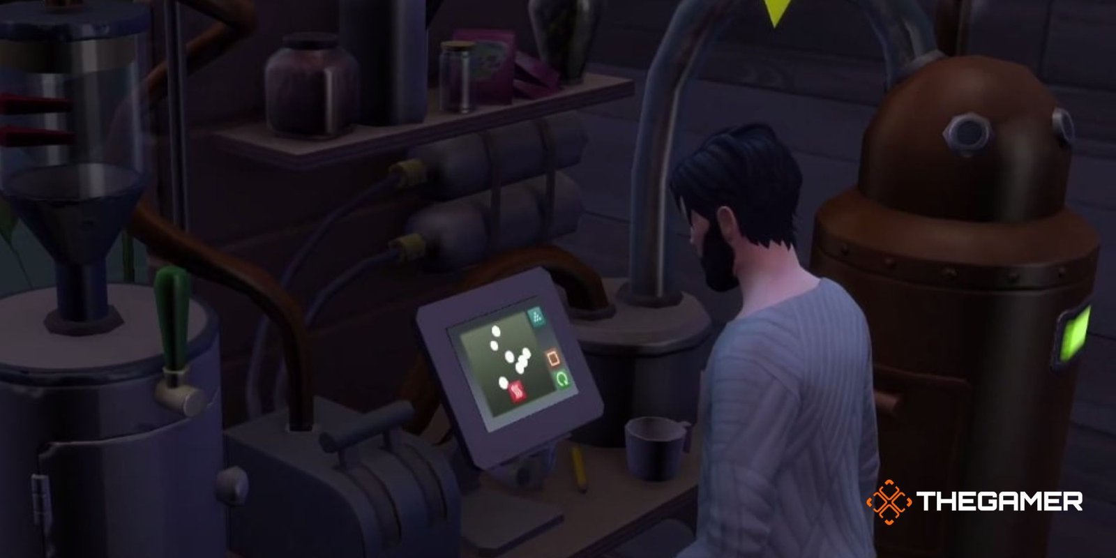 sim fizzing juice in the fizz machine in the sims 4