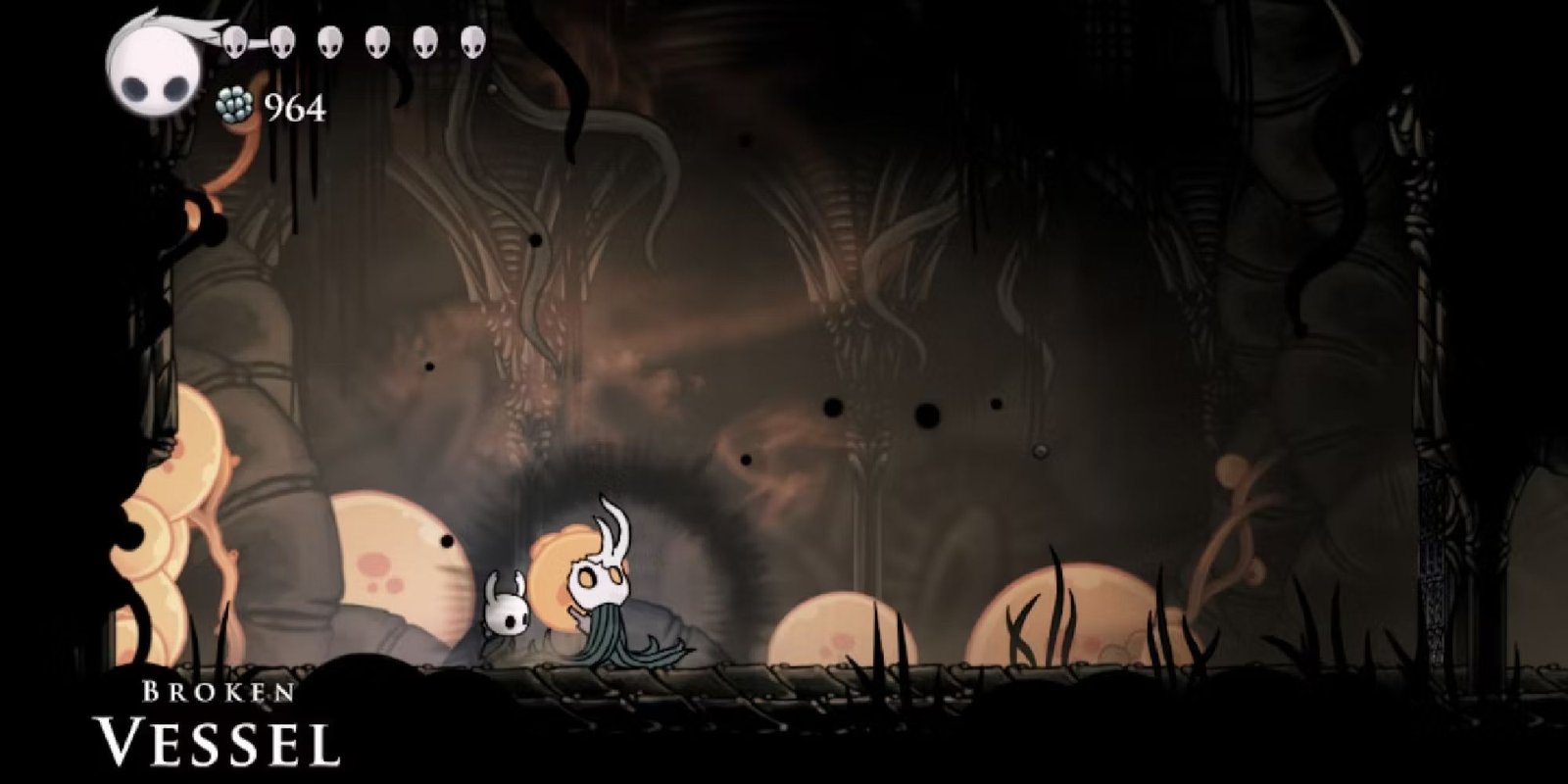 The Knight battles the Broken Vessel in Hollow Knight
