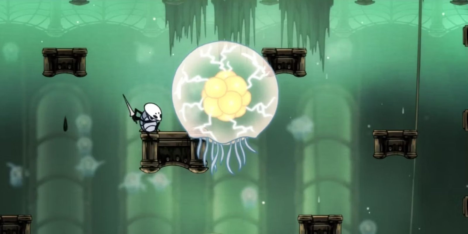 Quirrel Battling Against Uumuu in Hollow Knight