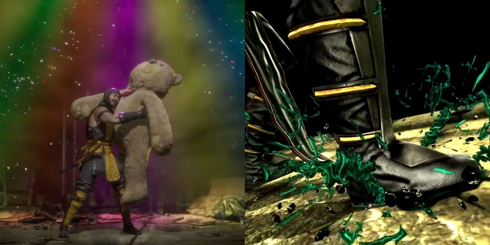 Friendship in Mortal Kombat 11 and a fatality in MK9.