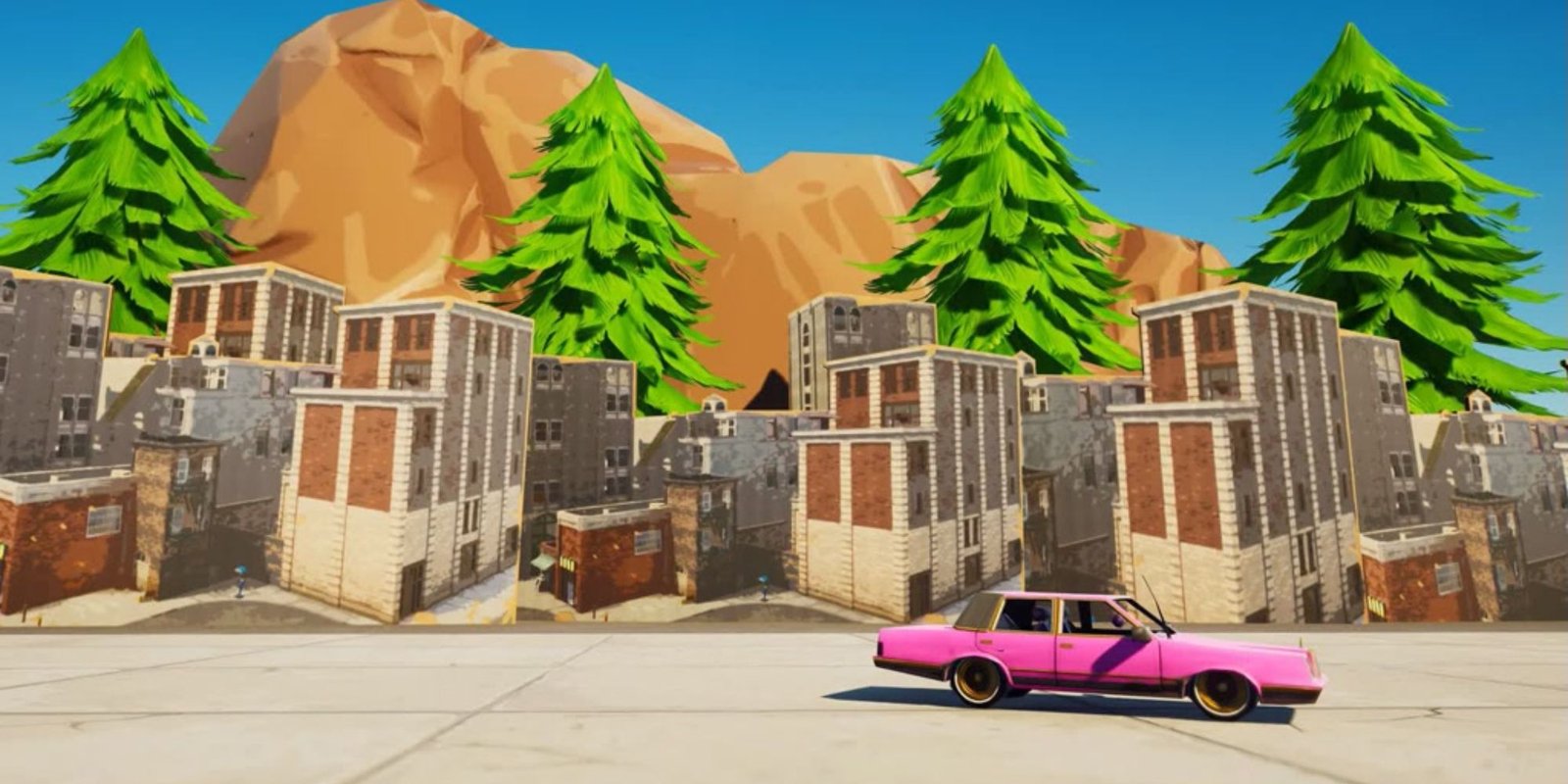 An image from Fortnite of the Tilted Zone Wars Creator Map. This map features a large square battleground themed around Tilted Towers, where you and your team will build and battle to achieve first place. 