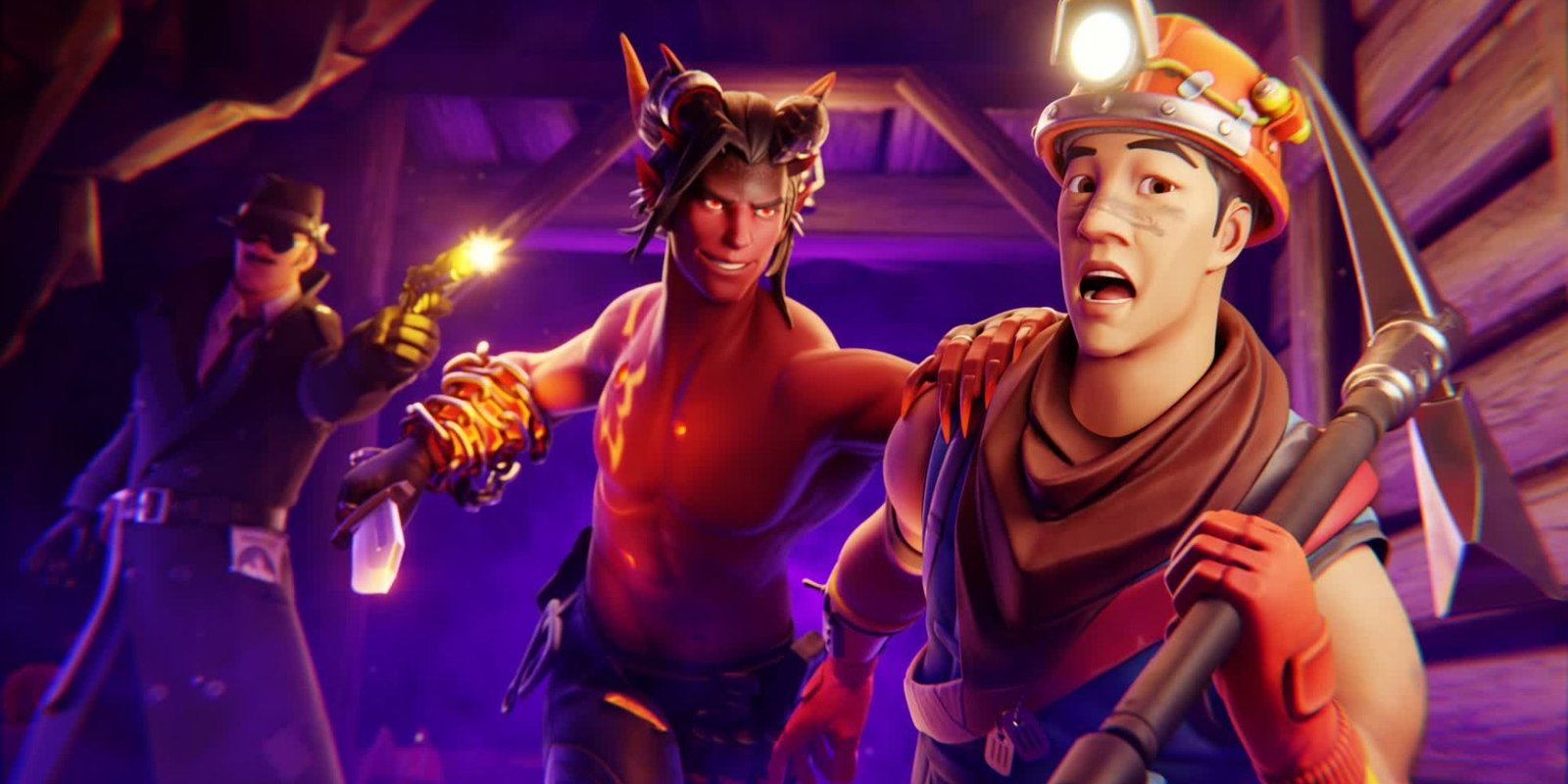 An image from Fortnite of the Murder Mystery Creator Map. This map has multiple rounds where you play as a civilian, detective, or a killer and have to survive to win.