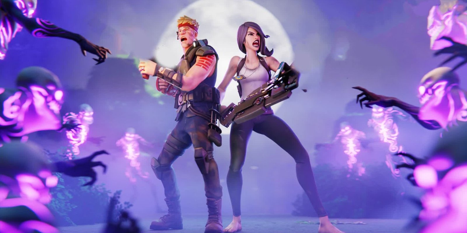 An image from Fortnite of the Zombieland Creator Map, which features a PVE experience where you must battle against zombies to earn XP. 