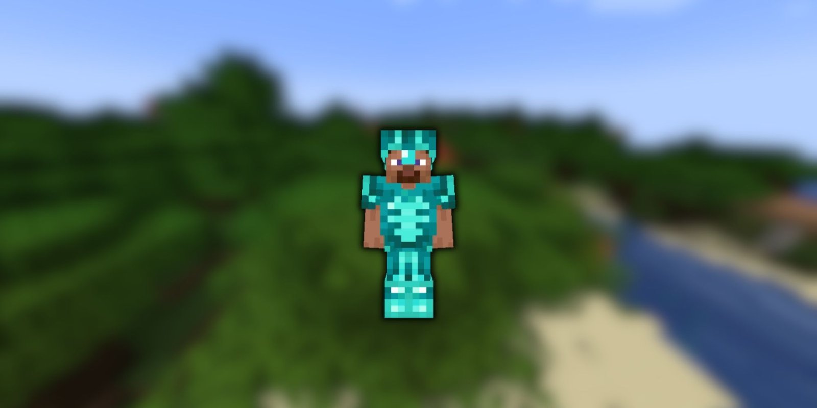 A character wearing diamond armor with darker, diamond accents.