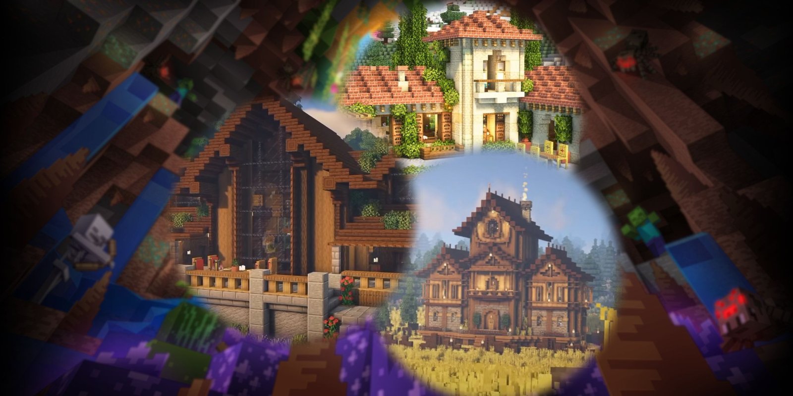 Featured image showing several house buildings in Minecraft.