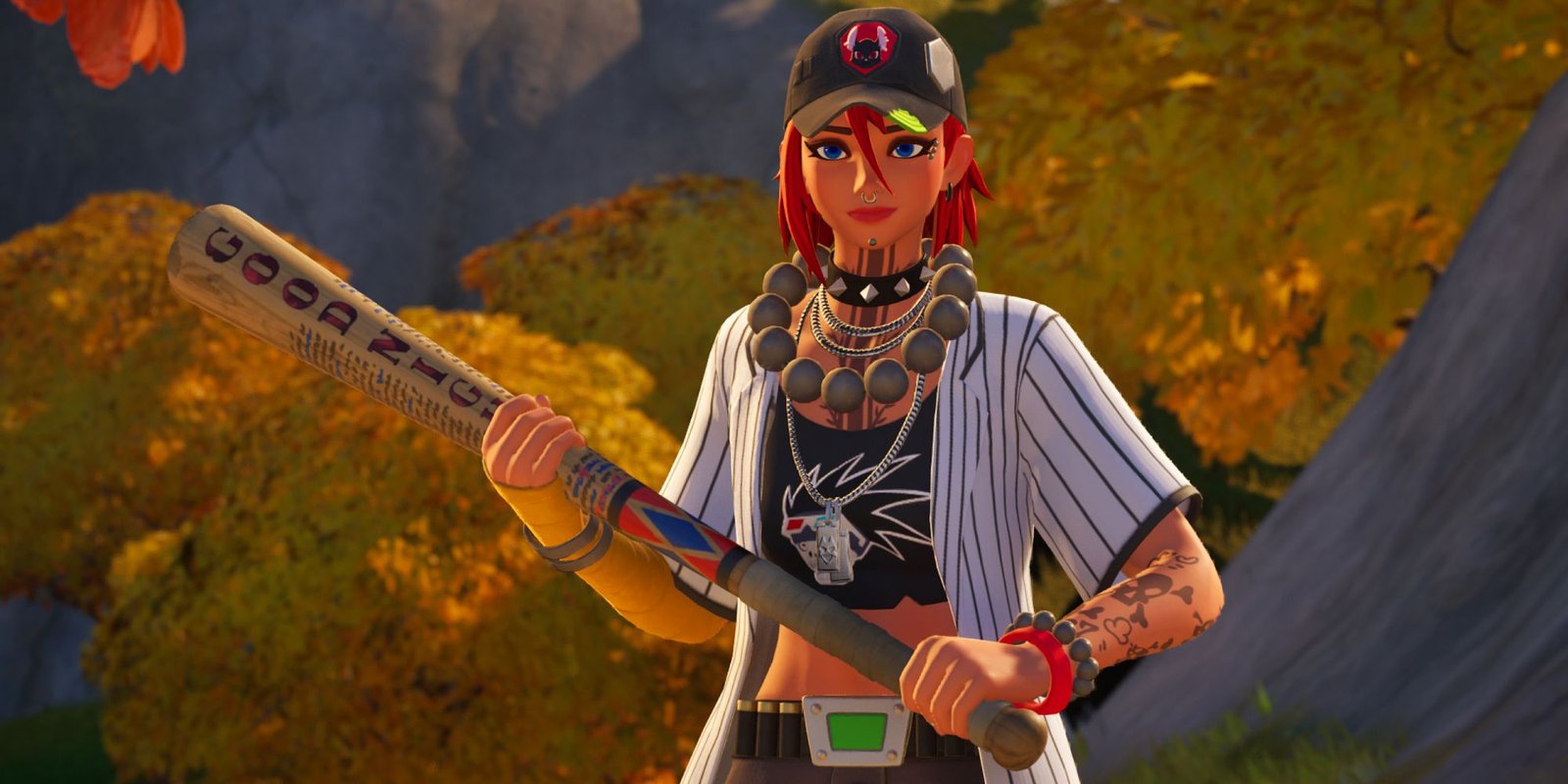 An image of the Harley Hitter in Fortnite. This pickaxe is a baseball bat inspired by Harley Quinn.