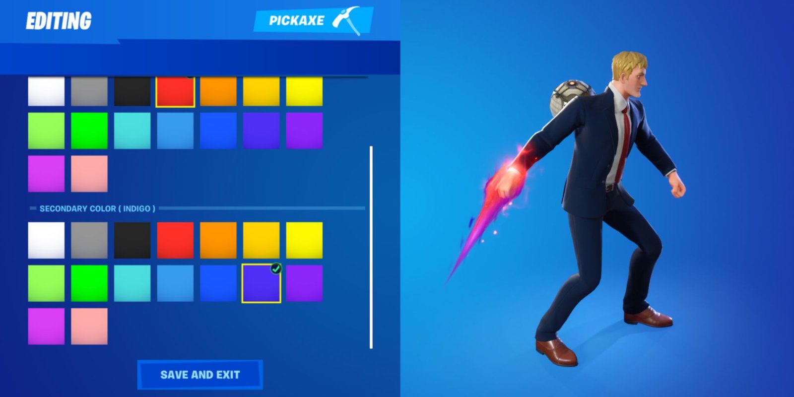 An image of the Phantasmic Pulse in Fortnite. This pickaxe is customizable, with the player being able to change the shape and color of the energy.