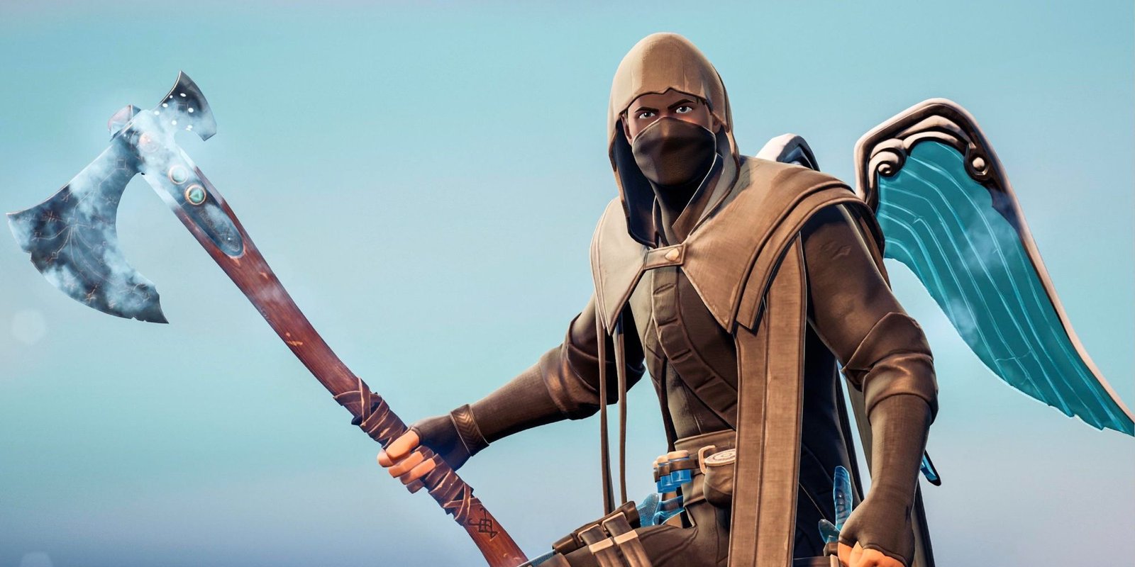 An image of the The Leviathan Axe in Fortnite. This axe is inspired by God of War, and is a massive war axe that turns to frost as you damage terrain. 