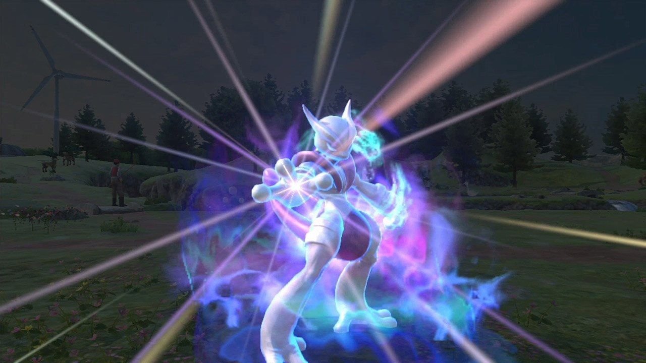 Mega Mewtwo X prepares to attack in Pokemon.