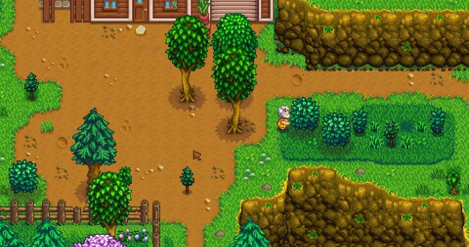 Linus inspects a bush outside Robin and Demetrius' house