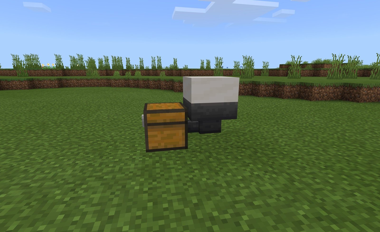 A chest and hopper connected, with a slab on top. 