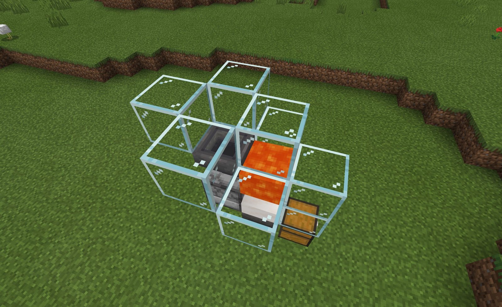 A cooked chicken farm from the top. 