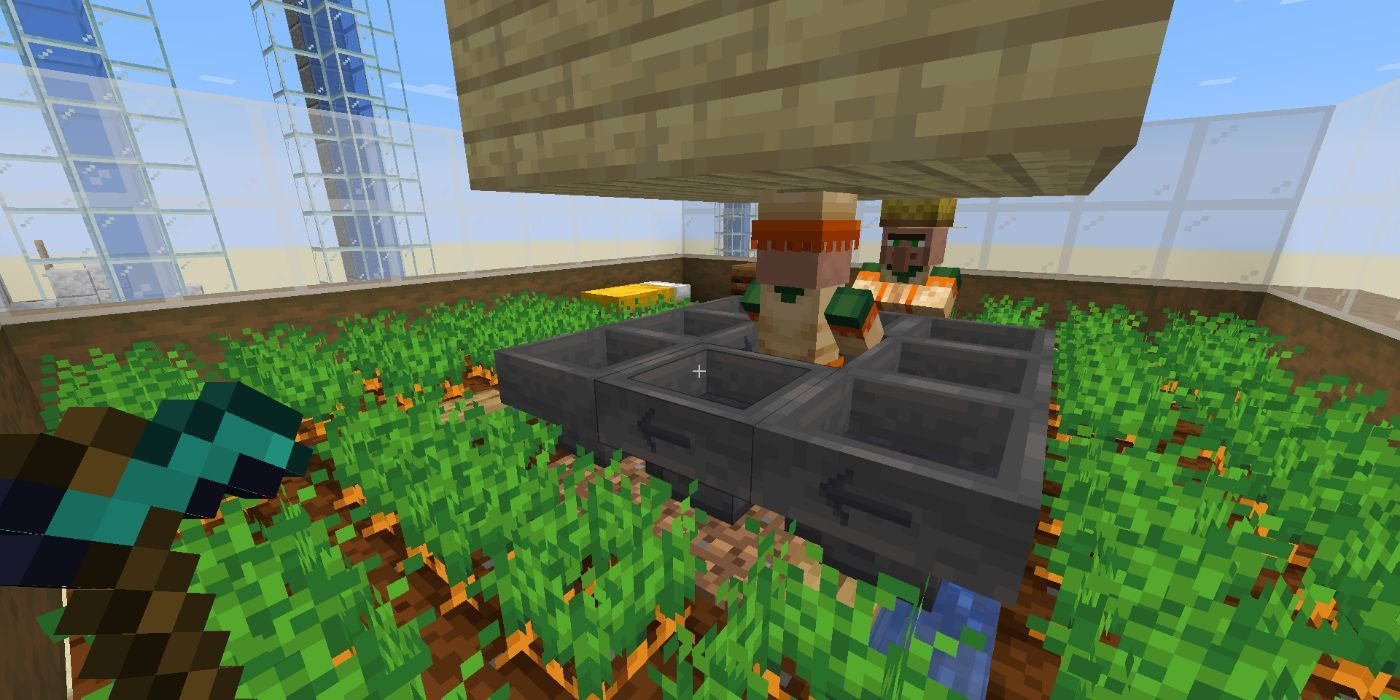 Minecraft carrot farm with villagers