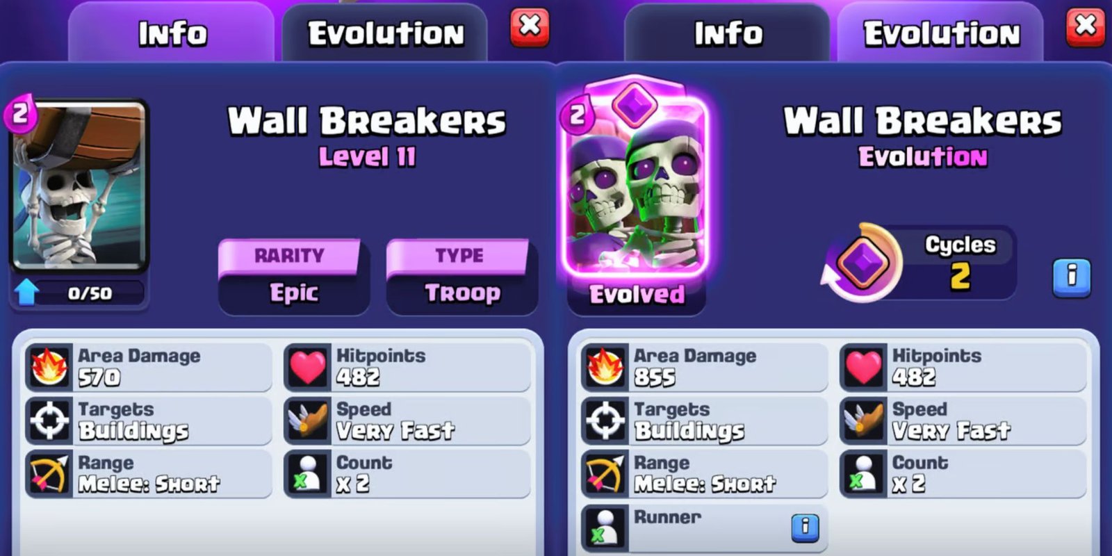 The Two Wall Breakers side by side in Clash Royale