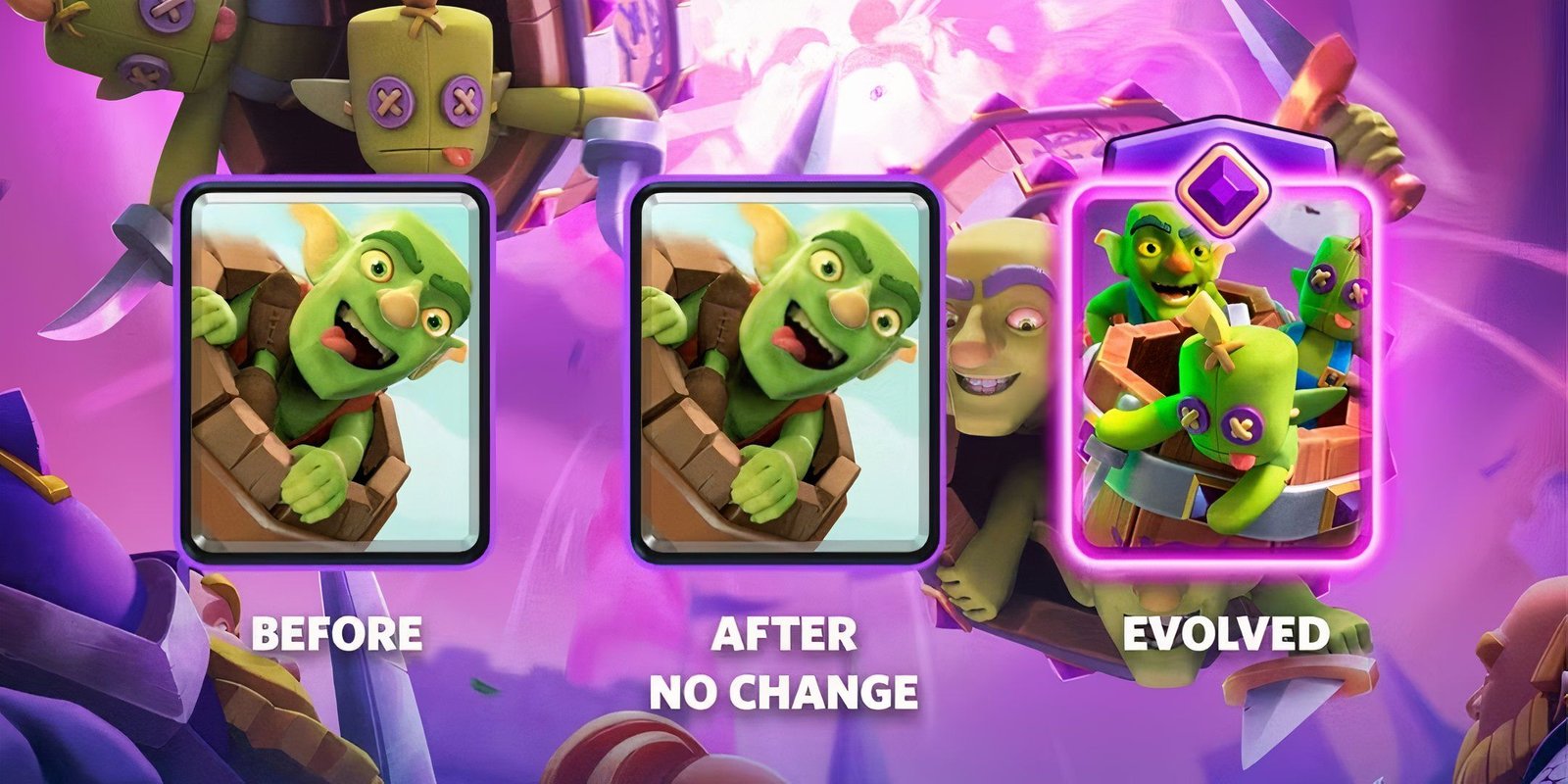 Goblin Barrel Evolution before, after and evolved forms