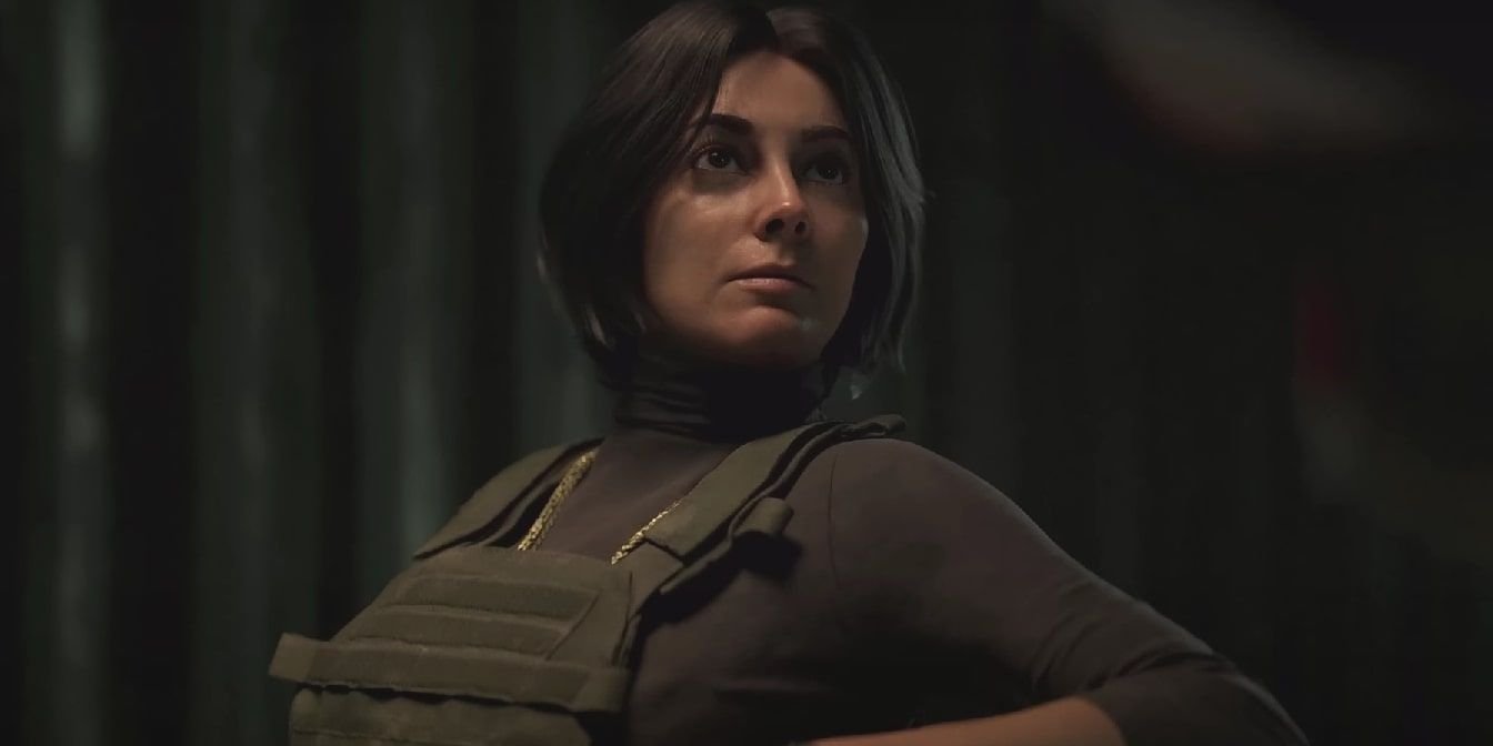 Screenshot of Valeria being interrogated by Graves, Alejandro, and company in COD Modern Warfare 2.