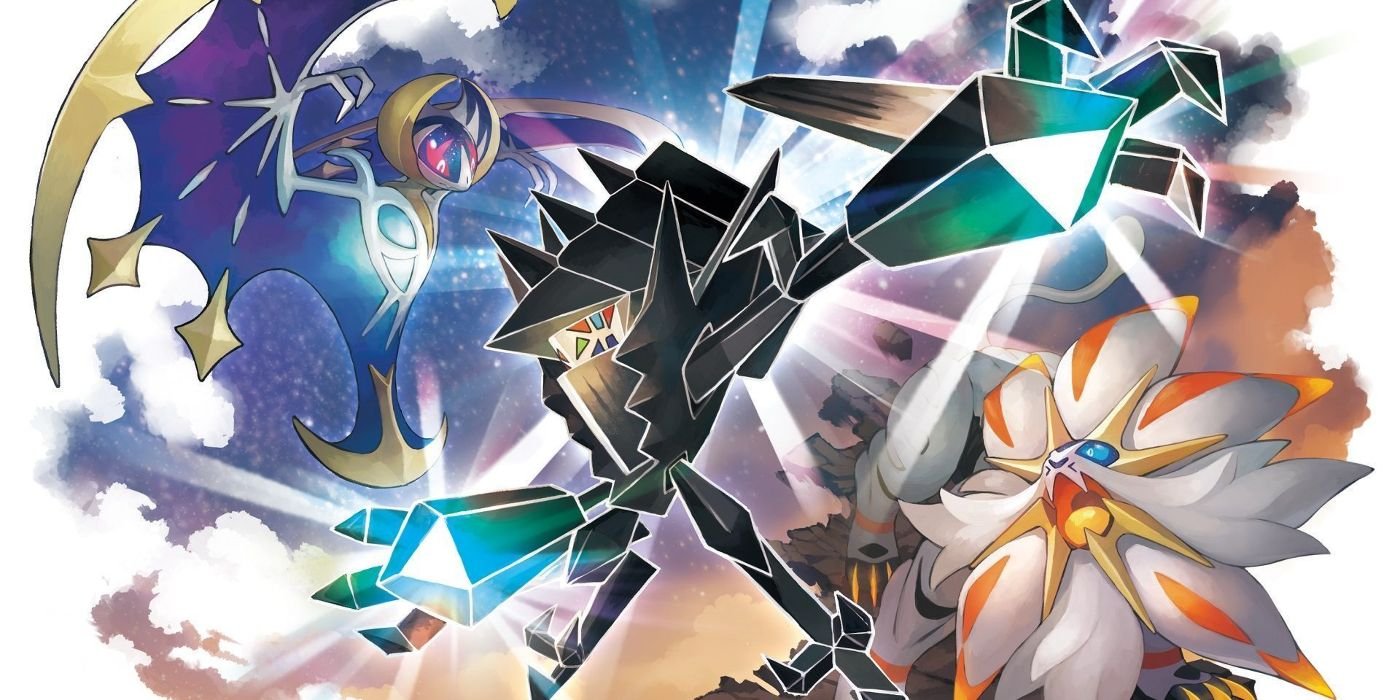 Necrozma, Lunala, and Solgaleo roaring.