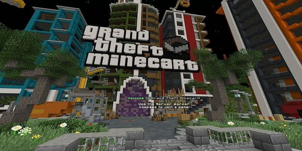Grand Theft Minecart server in Minecraft