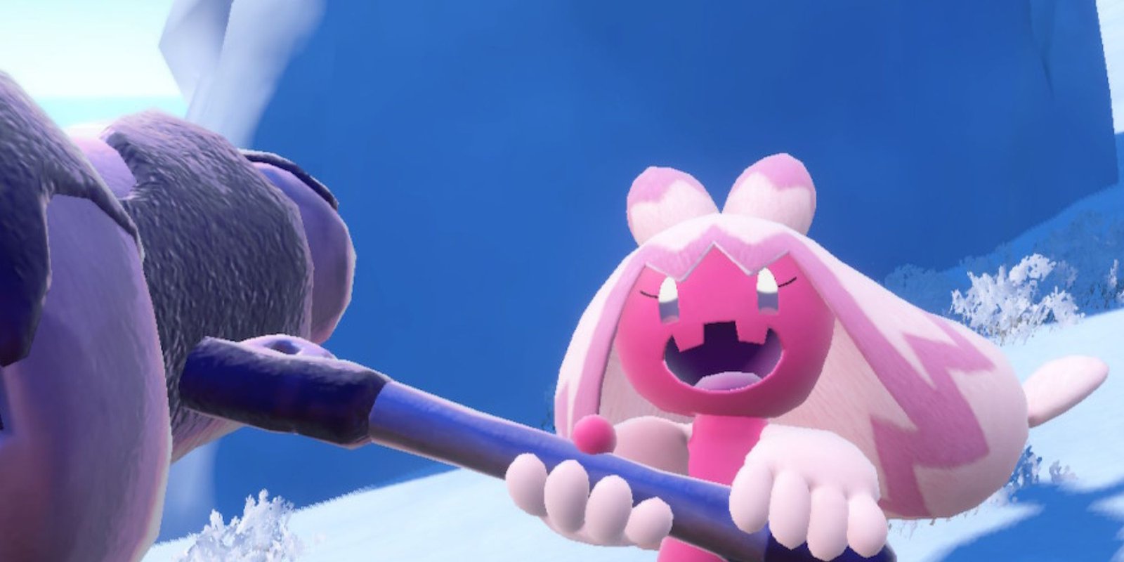 Tinkaton holding its enormous hammer in Pokemon Scarlet and Violet.