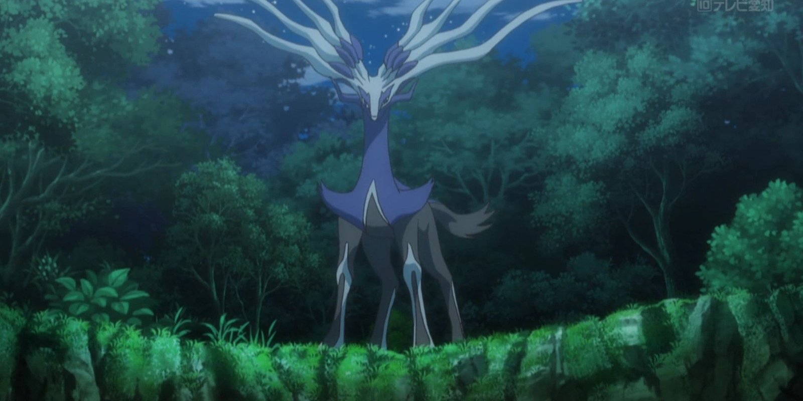 Xerneas standing in the forest in Pokemon
