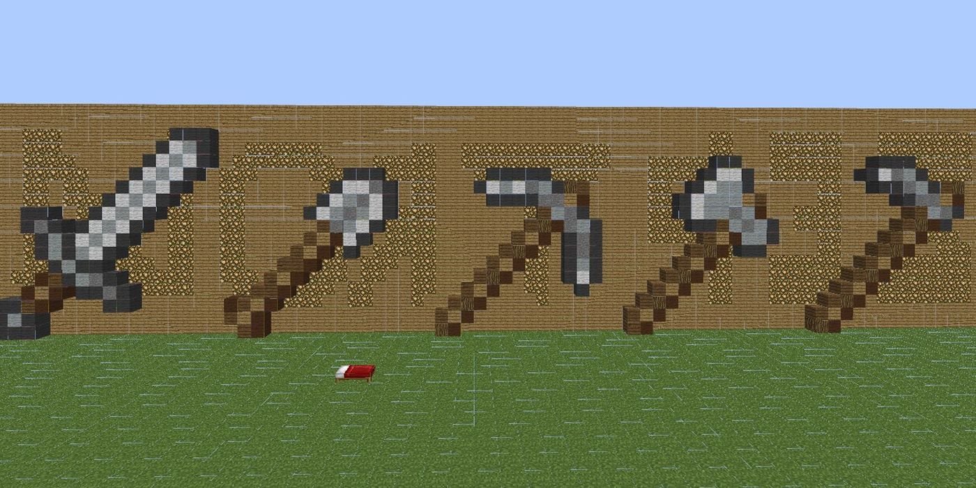 Minecraft Survival Crafting Building 4 stone tools sword shovel axe pickaxe.