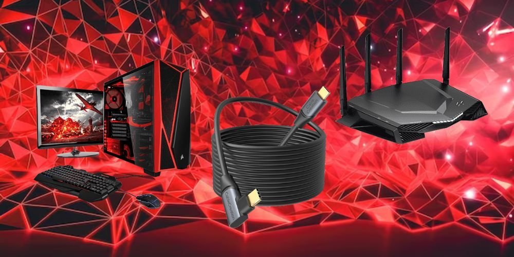 Gaming PC, Wifi Router, Link Cable