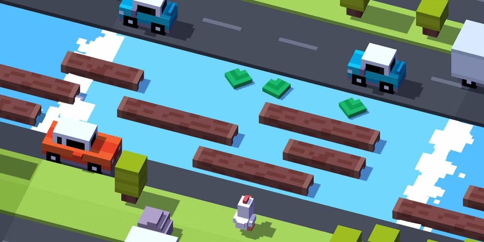Crossy Road The Chicken Prepares To Cross Various Roads