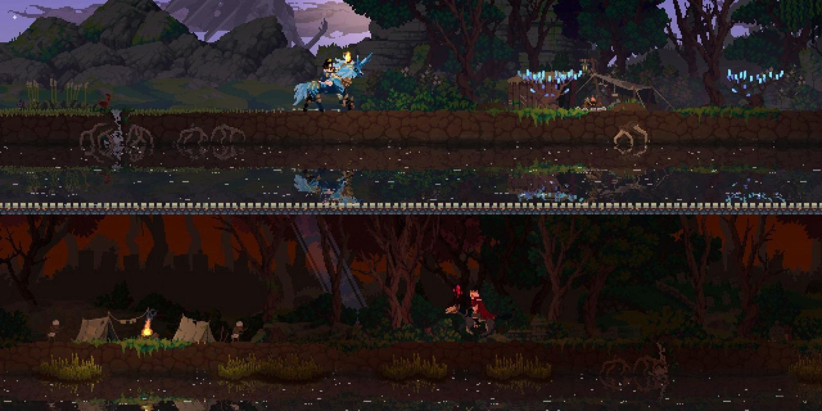 Kingdom Two Crowns Local Multiplayer Split Screen View