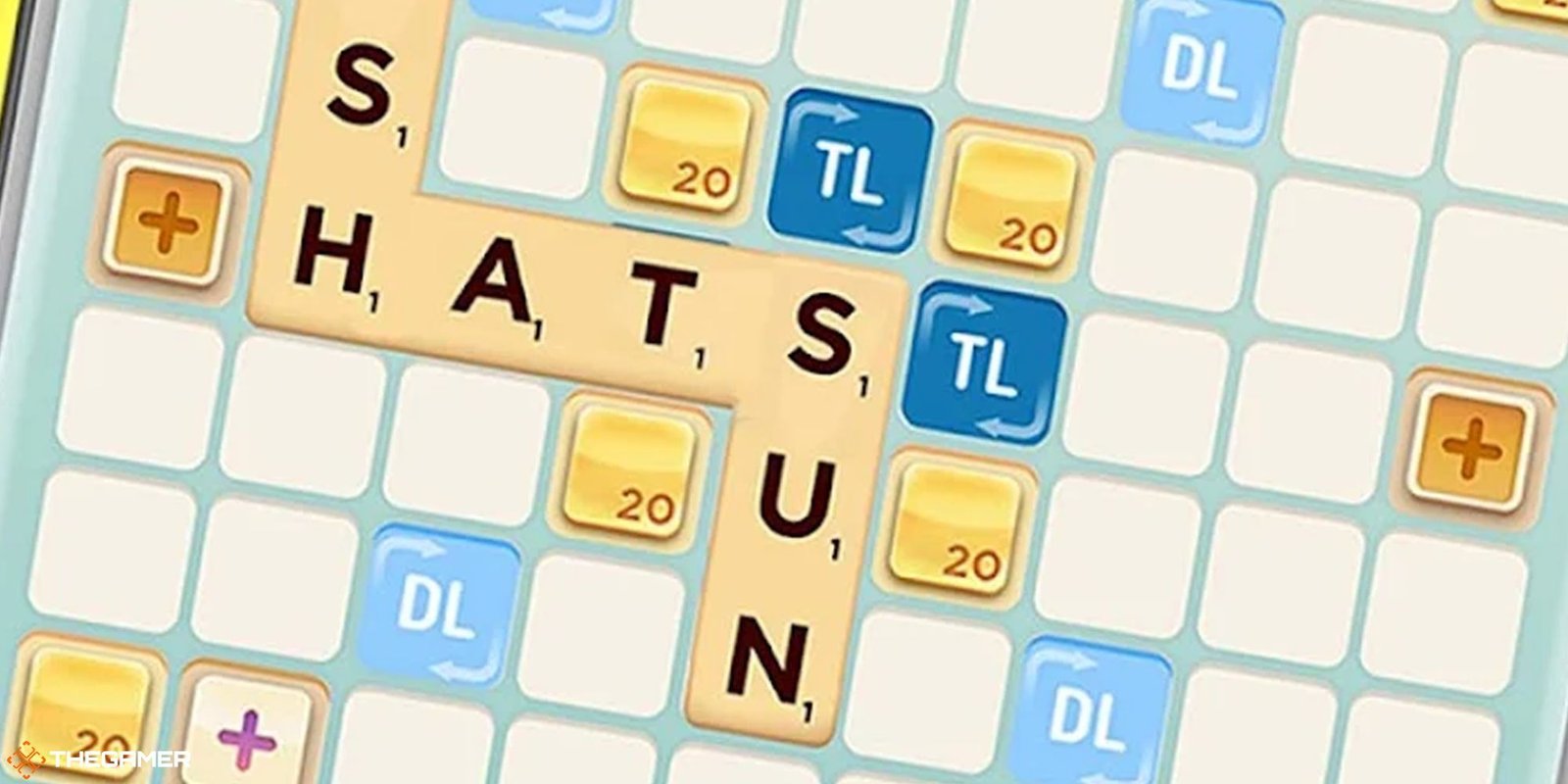 Block letters spelling Hats and Sun in a game of Scrabble Go