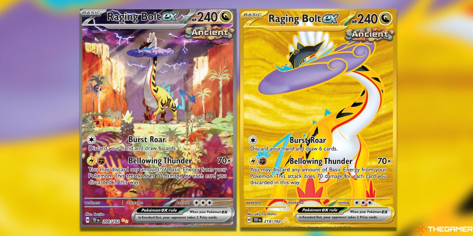 The Raging Bolt Special Illustration Rare and Hyper Rare from Temporal Forces in the Pokemon TCG.