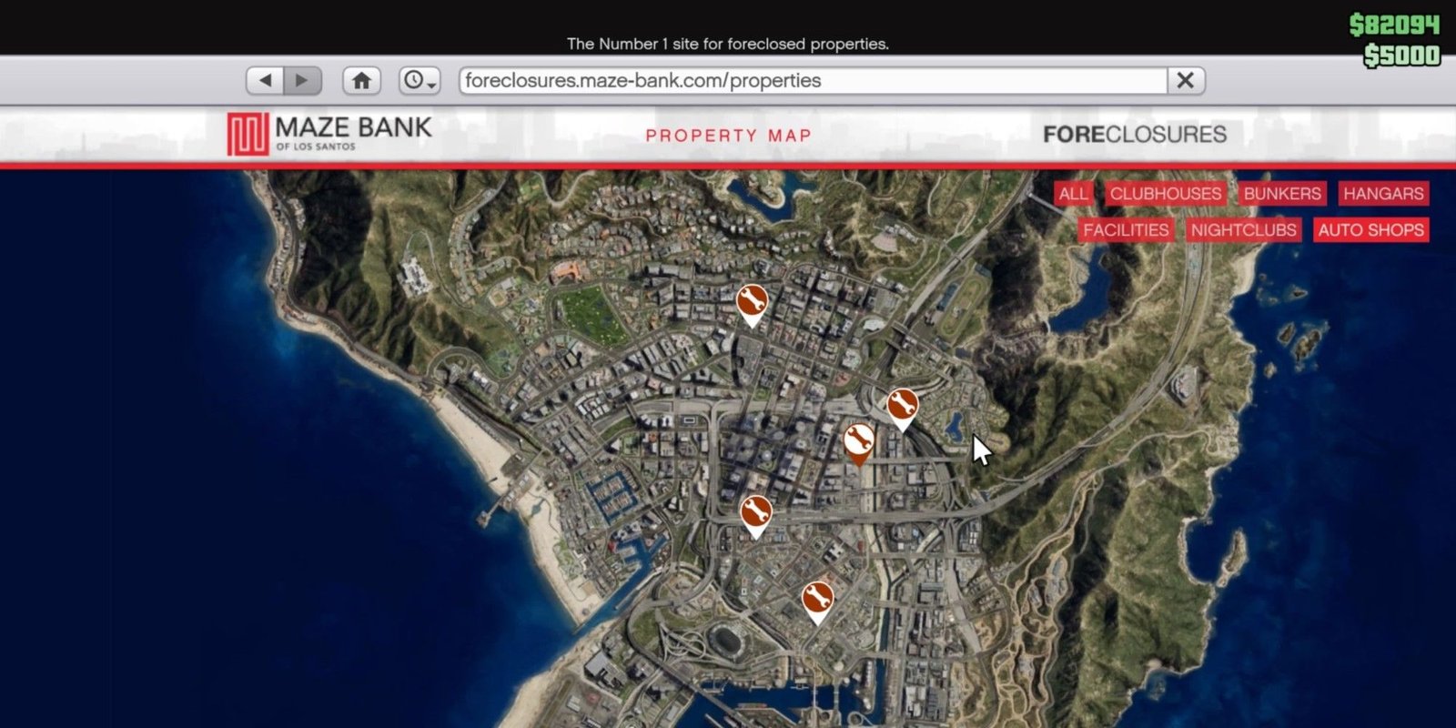 GTA Online Auto Shop Locations