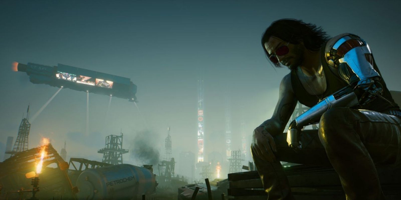 Cyberpunk 2077 Sad Keanu sitting at his gravesite