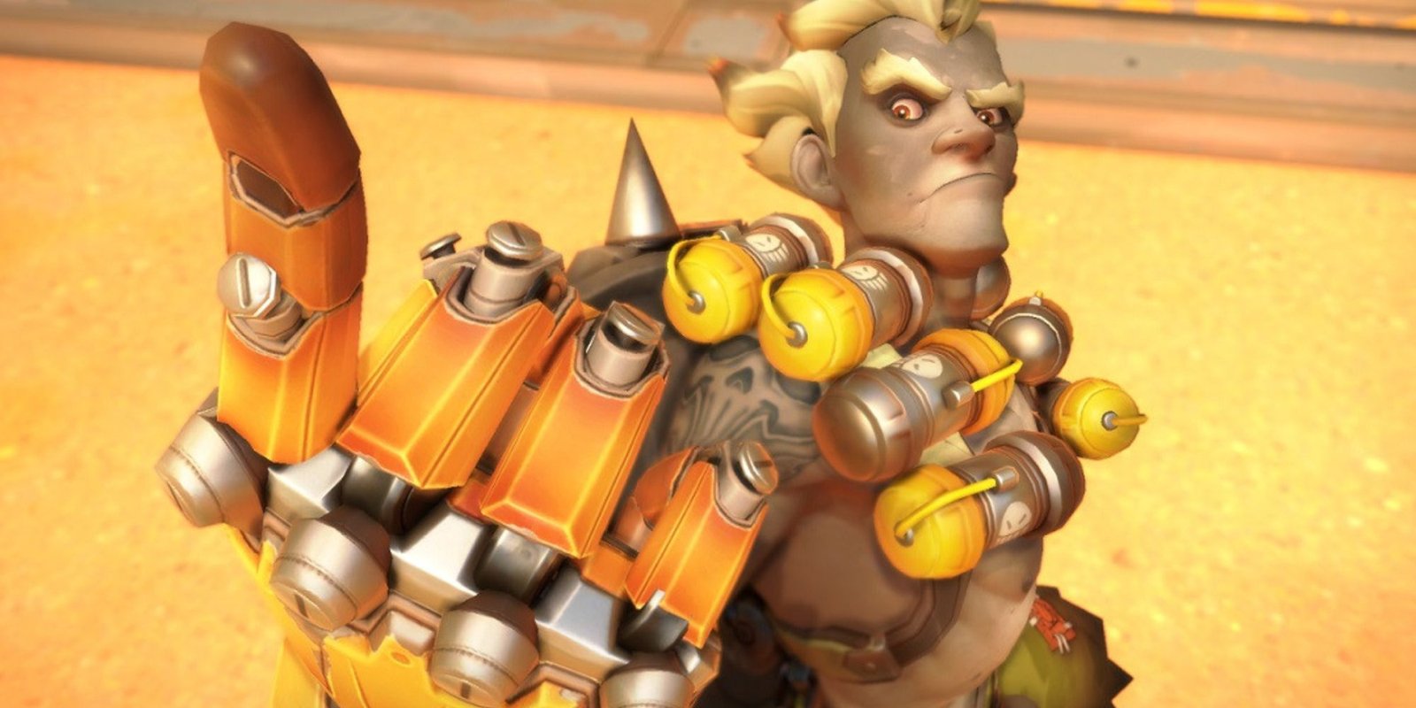 Junkrat in Overwatch 2, pointing his finger menacingly at the camera.