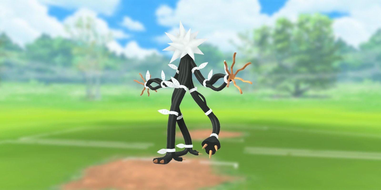 Xurkitree from Pokemon with the Pokemon Go battlefield as the background
