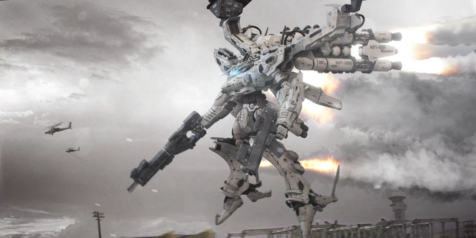 Armored Core For Answer image showing A Mech as it Descends.